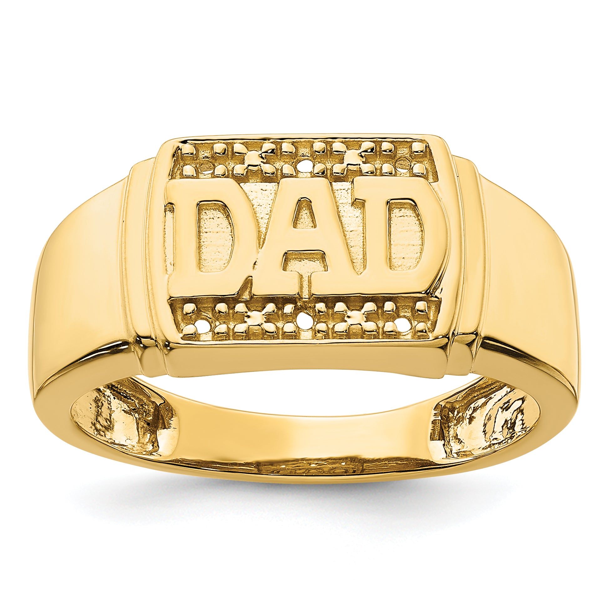 14k Polished Mens DAD Ring Mounting (No Stones Included)