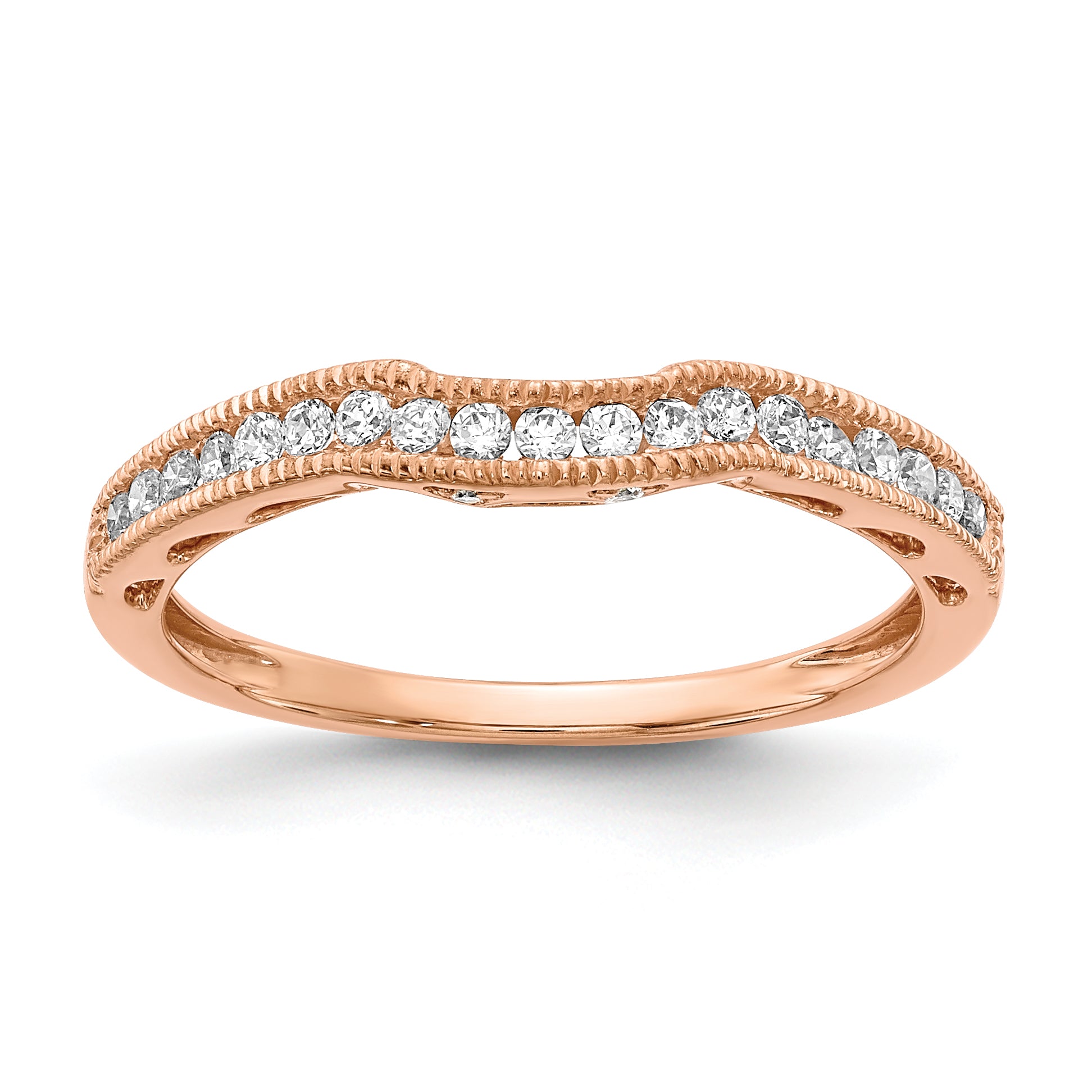 10k Rose Gold 1/4 carat Lab Grown Diamond VS/SI+ G+ Complete Contoured Wedding Band