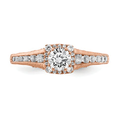 14k Rose Gold 7/8 carat Lab Grown Diamond VS/SI+ G+ Complete Petite Halo Engagement Ring