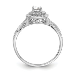 14k White Gold 3/4 carat Lab Grown Diamond VS/SI+ G+ Complete Round Double Halo Engagement Ring