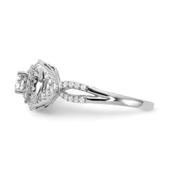 14k White Gold 3/4 carat Lab Grown Diamond VS/SI+ G+ Complete Round Double Halo Engagement Ring