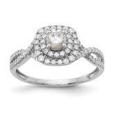 14k White Gold 3/4 carat Lab Grown Diamond VS/SI+ G+ Complete Round Double Halo Engagement Ring