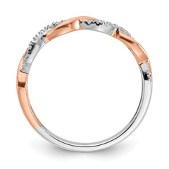 14k Two-tone Rose and White Gold 1/8 carat Lab Grown Diamond VS/SI+ G+ Complete Wedding Band