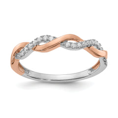 14k Two-tone Rose and White Gold 1/8 carat Lab Grown Diamond VS/SI+ G+ Complete Wedding Band