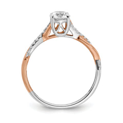 14k Two-tone Rose and White Gold 5/8 carat Lab Grown Diamond VS/SI+ G+ Complete Engagement Ring