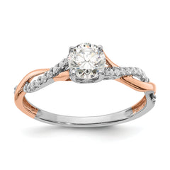 14k Two-tone Rose and White Gold 5/8 carat Lab Grown Diamond VS/SI+ G+ Complete Engagement Ring