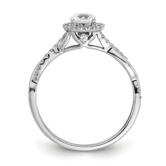 10k White Gold 5/8 carat Lab Grown Diamond VS/SI+ G+ Complete Round Halo Engagement Ring
