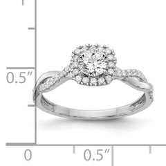 10k White Gold 5/8 carat Lab Grown Diamond VS/SI+ G+ Complete Round Halo Engagement Ring