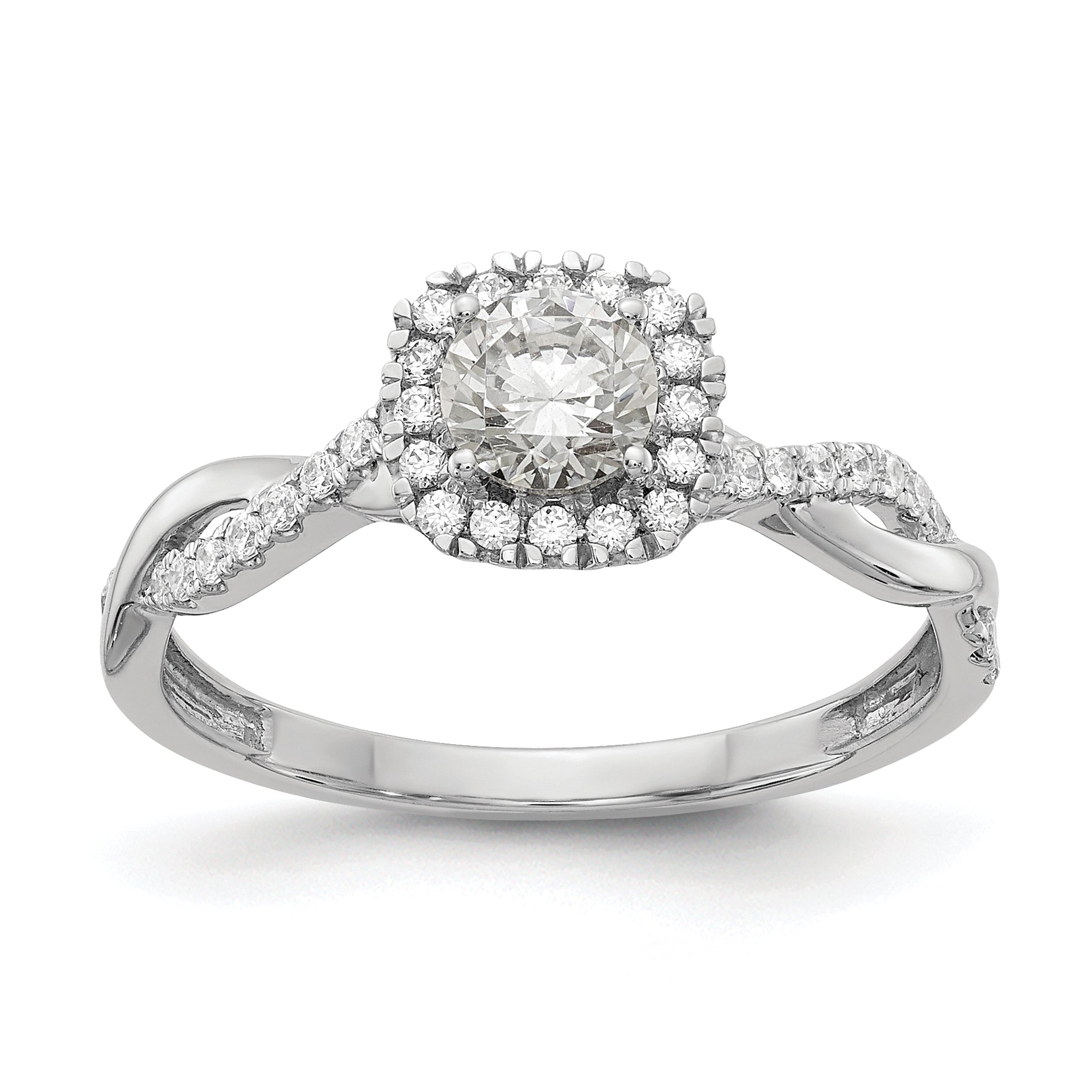 10k White Gold 5/8 carat Lab Grown Diamond VS/SI+ G+ Complete Round Halo Engagement Ring