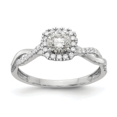 10k White Gold 5/8 carat Lab Grown Diamond VS/SI+ G+ Complete Round Halo Engagement Ring