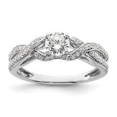 10k White Gold 3/4 carat Lab Grown Diamond VS/SI+ G+ Round Complete Twist Bypass Engagment Ring