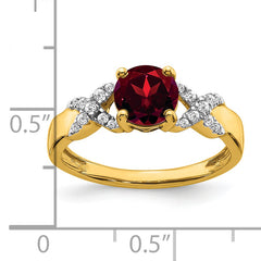 14k Two-tone Garnet and Diamond Ring