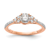 14k Rose Gold 3/4 carat Lab Grown Diamond VS/SI+ G+ Round Complete Shared Prong Engagement Ring