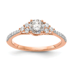 14k Rose Gold 3/4 carat Lab Grown Diamond VS/SI+ G+ Round Complete Shared Prong Engagement Ring