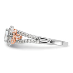 14k Two-tone Rose and White Gold 3/4 carat Lab Grown Diamond VS/SI+ G+ Oval Complete Halo Engagement Ring
