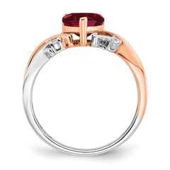 14k Two-tone Heart Created Ruby and Diamond Ring