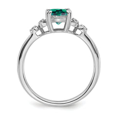 Sterling Silver Rhodium-plated Created Alexandrite and Diamond Ring
