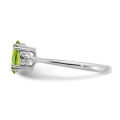 Sterling Silver Rhodium-plated Peridot and Diamond Ring