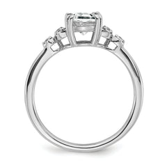 Sterling Silver Rhodium-plated White Topaz and Diamond Ring