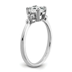 Sterling Silver Rhodium-plated White Topaz and Diamond Ring