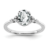 Sterling Silver Rhodium-plated White Topaz and Diamond Ring