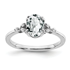 Sterling Silver Rhodium-plated White Topaz and Diamond Ring