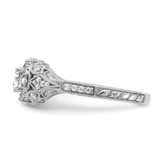 14k White Gold 5/8 carat Lab Grown Diamond VS/SI+ G+ Round Complete Shared Prong Engagement Ring