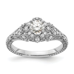 14k White Gold 5/8 carat Lab Grown Diamond VS/SI+ G+ Round Complete Shared Prong Engagement Ring