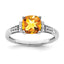 Cushion Citrine & Diamond Ring in 14K White Gold (1/10 ct. tw.), Size 7 - Sophia Jewelers