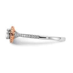 10k Two-Tone Rose and White Gold 1/2 carat Lab Grown Diamond VS/SI+ G+ Round Complete Halo Engagement Ring