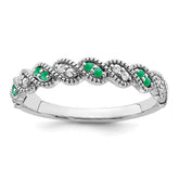 14k White Gold Emerald and Diamond Twist Band