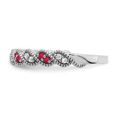 14k White Gold Ruby and Diamond Twist Band