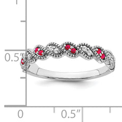 14k White Gold Ruby and Diamond Twist Band
