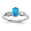 14k White Gold Oval Blue Topaz and Diamond Ring