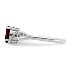 14k White Gold Oval Garnet and Diamond Ring