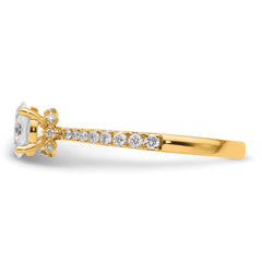 14k 1/4 carat Lab Grown Diamond VS/SI+ G+ 1/2 carat Oval Center Semi Mount Solitaire Engagement Ring