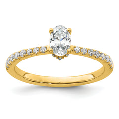 14k 1/4 carat Lab Grown Diamond VS/SI+ G+ 1/2 carat Oval Center Semi Mount Solitaire Engagement Ring