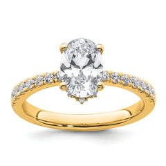 14k 1 1/2 carat Lab Grown Diamond VS/SI+ G+ Oval Complete Solitaire Engagement Ring