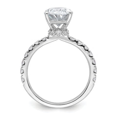 14k White Gold 3 1/5 carat Certified Lab Grown Diamond VS+ F+ Oval Complete Solitaire Engagement Ring