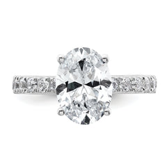 14k White Gold 3 1/5 carat Certified Lab Grown Diamond VS+ F+ Oval Complete Solitaire Engagement Ring