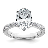 14k White Gold 3 1/5 carat Certified Lab Grown Diamond VS+ F+ Oval Complete Solitaire Engagement Ring