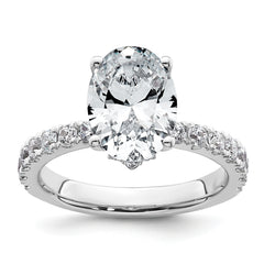 14k White Gold 3 1/5 carat Certified Lab Grown Diamond VS+ F+ Oval Complete Solitaire Engagement Ring