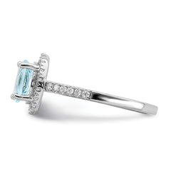 Pure Serenity 14k White Gold 1/3 carat Lab Grown Diamond VS/SI and Oval Lab Created Aquamarine Halo Engagement Ring