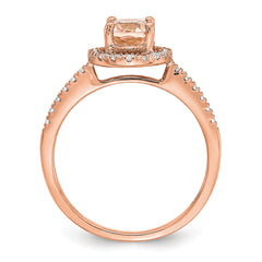 Pure Serenity 14k Rose Gold 1/3 carat Lab Grown Diamond VS/SI+ G+ and Oval Morganite Halo Engagement Ring
