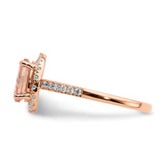 Pure Serenity 14k Rose Gold 1/3 carat Lab Grown Diamond VS/SI+ G+ and Oval Morganite Halo Engagement Ring
