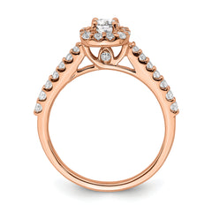 14k Rose Gold 3/4 carat Lab Grown Diamond VS/SI+ G+ Complete Round Halo Engagement Ring