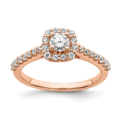14k Rose Gold 3/4 carat Lab Grown Diamond VS/SI+ G+ Complete Round Halo Engagement Ring
