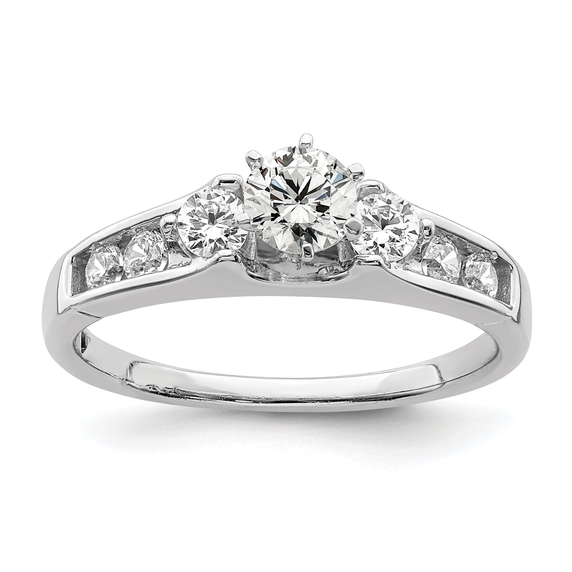 14k White Gold 5/8 carat Lab Grown Diamond VS/SI+ G+ Complete Round Size 9 Engagement Ring
