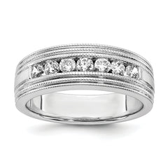 14k White Gold 5/8 carat Lab Grown Diamond VS/SI+ G+ Seven Stone Complete Men's Ring