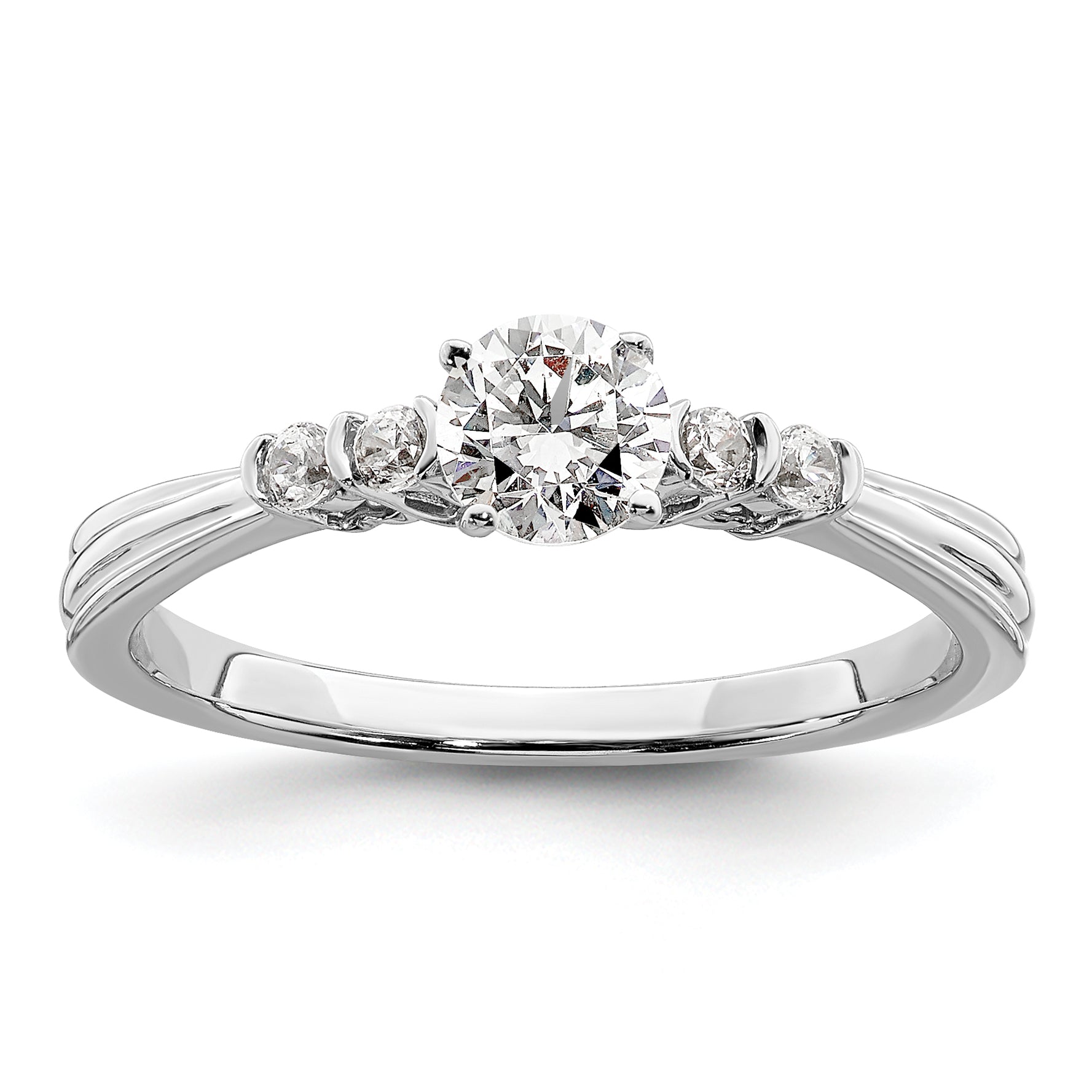 10k White Gold 1/2 carat Lab Grown Diamond VS/SI+ G+ Complete Petite Engagement Ring